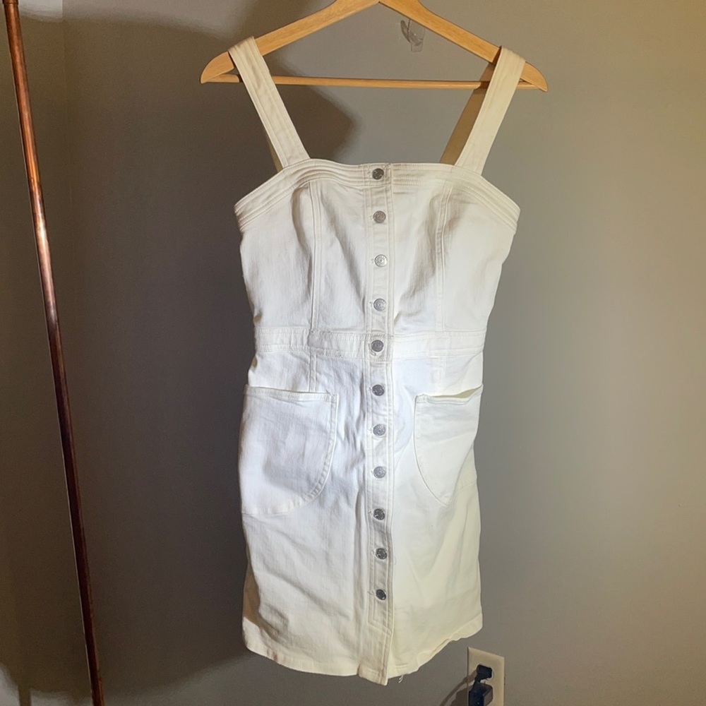 Express White Jean Overall Dress
